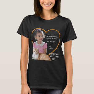 Happy Birthday Best Cat Mum Photo Name Black T-Shirt