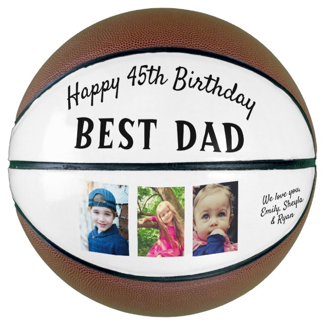 Happy Birthday Best Dad 3 Photo Collage Basketball (Front)