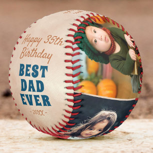 Happy Birthday Best Dad Modern 3 Photo Collage Baseball