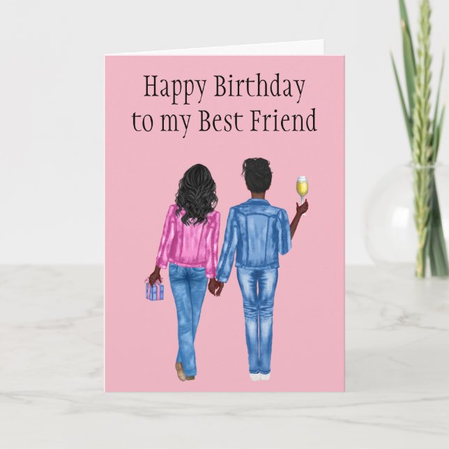 Happy Birthday Best Friend African American Holiday Card (Front)