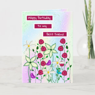 Happy Birthday Best Friend, Floral Watercolor Card