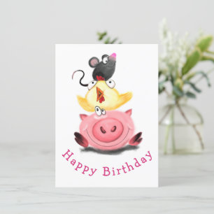 Happy Birthday  Best Friends Piggy Chick and Mouse