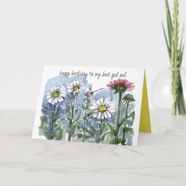 Happy Birthday Best Gal Pal Daisy Flower Garden Card (Front)
