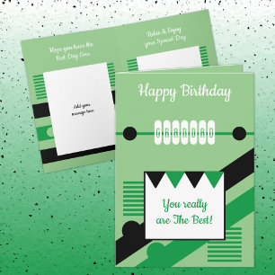 Happy Birthday best Grandad green and black Card