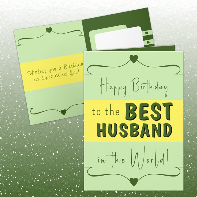 Happy birthday best husband green yellow card (Creator Uploaded)