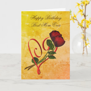 Happy Birthday Best Mum Red Roses Heart Card