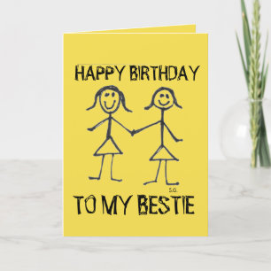 HAPPY BIRTHDAY BESTIE BBF GREETING CARDS