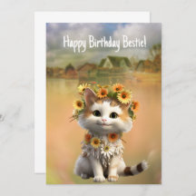 Happy Birthday Bestie Cute Bogo Cat