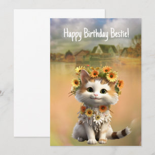 Happy Birthday Bestie Cute Bogo Cat Card