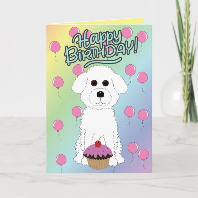 Happy Birthday Bichon Frise  Card (Front)