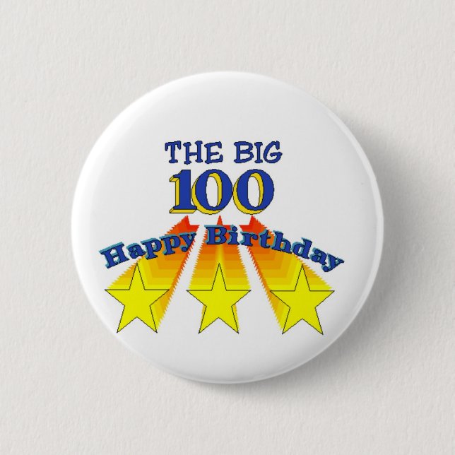 Happy Birthday Big 100 6 Cm Round Badge (Front)