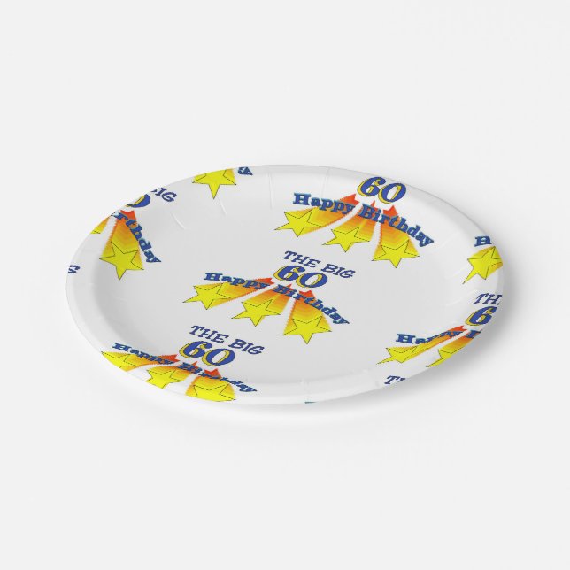 Happy Birthday Big 60 Paper Plate (Angled)