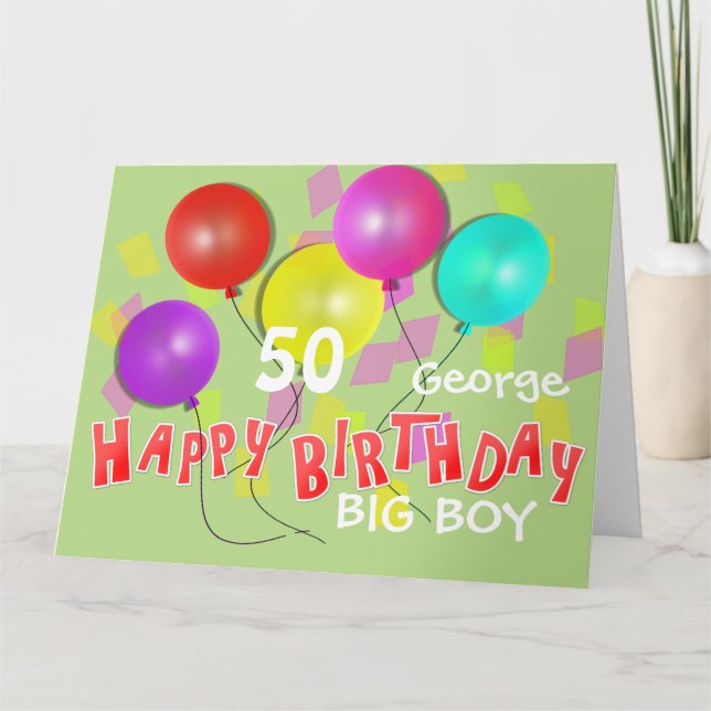 Happy Birthday Big Boy 50th Milestone Personalised Card (Front)