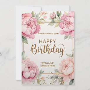 Happy Birthday Big Flowers Holiday Card