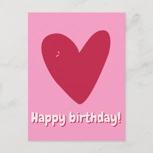 Happy Birthday - Big Raspberry Pink Heart Postcard