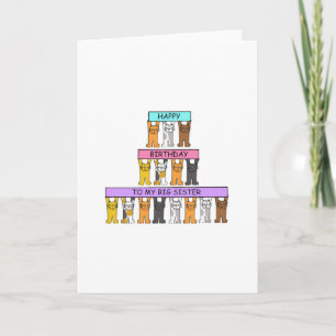Happy Birthday Big Sister Cartoon Cats Card