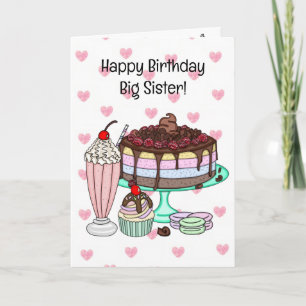 Happy Birthday Big Sister   Ice Cream Cone Card