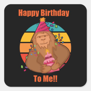 Happy Birthday Bigfoot Cupcake Square Sticker