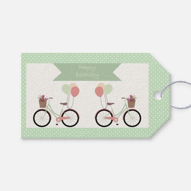 Happy birthday bike gift tags (Front (Horizontal))
