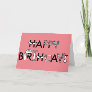 Happy Birthday Bike Style Pink Colour Customisable Card