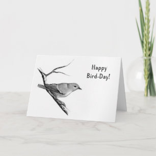 Happy Birthday (Bird Day) Bird in Pencil Card