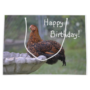 Happy Birthday Birdbath Chicken Large Gift Bag