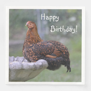 Happy Birthday Birdbath Chicken Napkin
