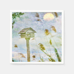 Happy Birthday Birdhouse Napkin