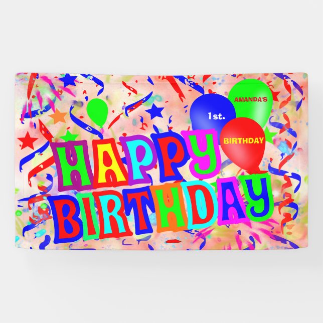 Happy birthday, birthday party banner (Horizontal)