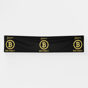 Happy Birthday Bitcoin Gold 2.5x12 Vinyl Banner