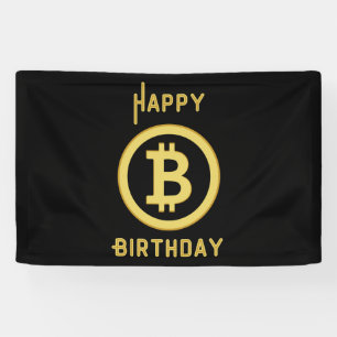 Happy Birthday Bitcoin Gold 2.5x4 Vinyl Banner