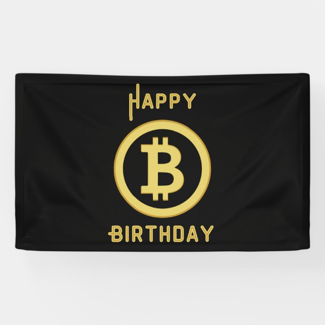 Happy Birthday Bitcoin Gold 3x5 Vinyl Banner (Horizontal)