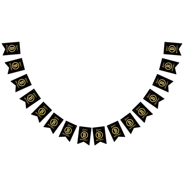 Happy Birthday Bitcoin Gold Bunting Banner (All)