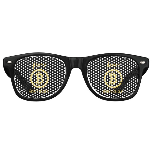 Happy Birthday Bitcoin Gold Party Retro Sunglasses (Front)