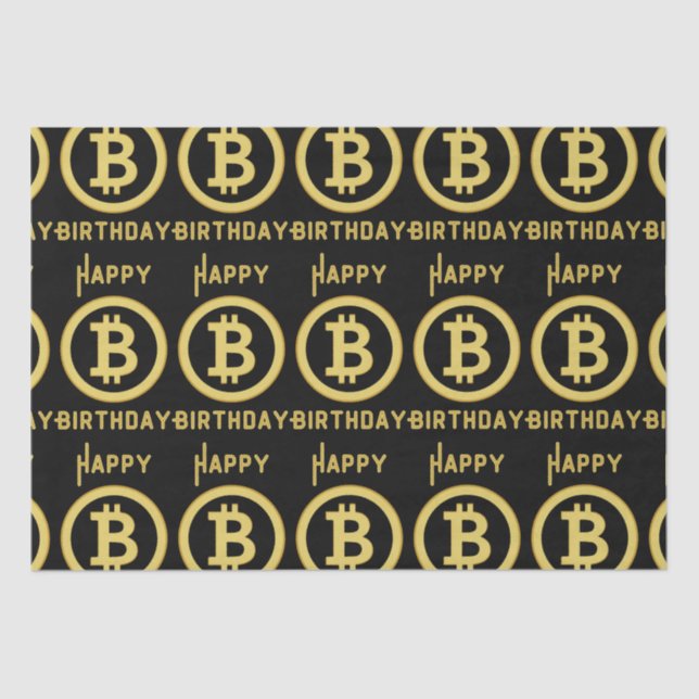 Happy Birthday Bitcoin Gold Tissue Paper (Front)