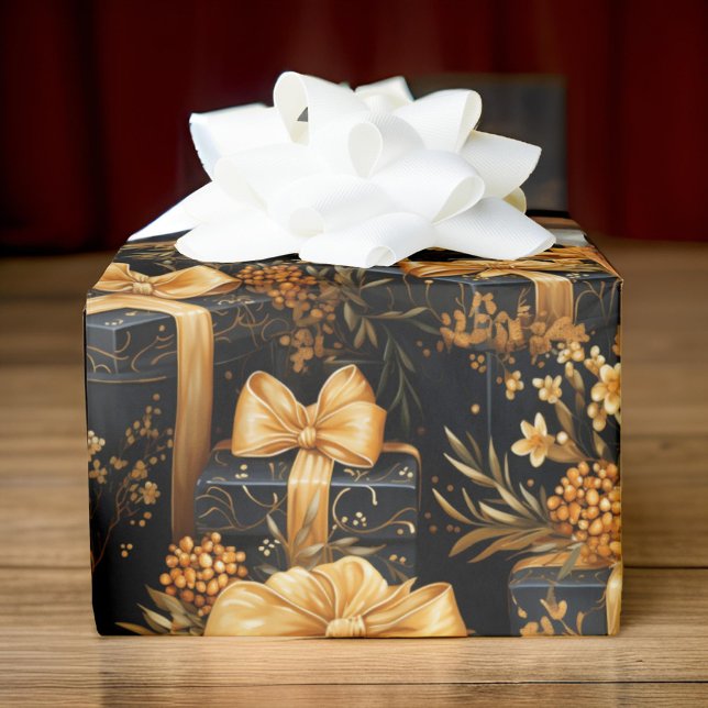 Happy Birthday Black and Gold Any Age Wrapping Paper (Creator Uploaded)