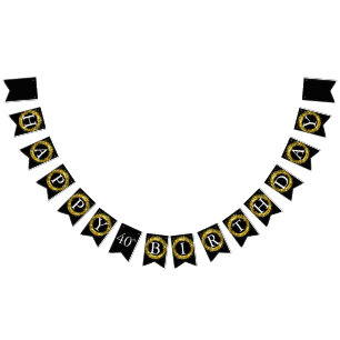 Happy Birthday 🎈 Black and Gold Bunting