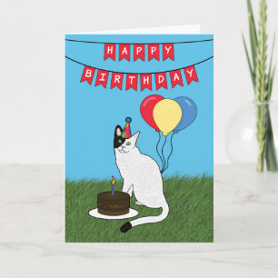Happy Birthday Black and White Cat Card