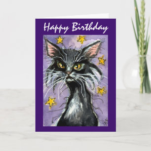 Happy Birthday Black Cat greeting card