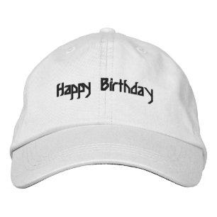 Happy Birthday Black colour Text Custom White Colo Embroidered Hat