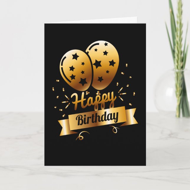 Happy Birthday - Black & Gold 1 Card (Front)