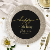 Happy Birthday Black Gold Charger Insert Card
