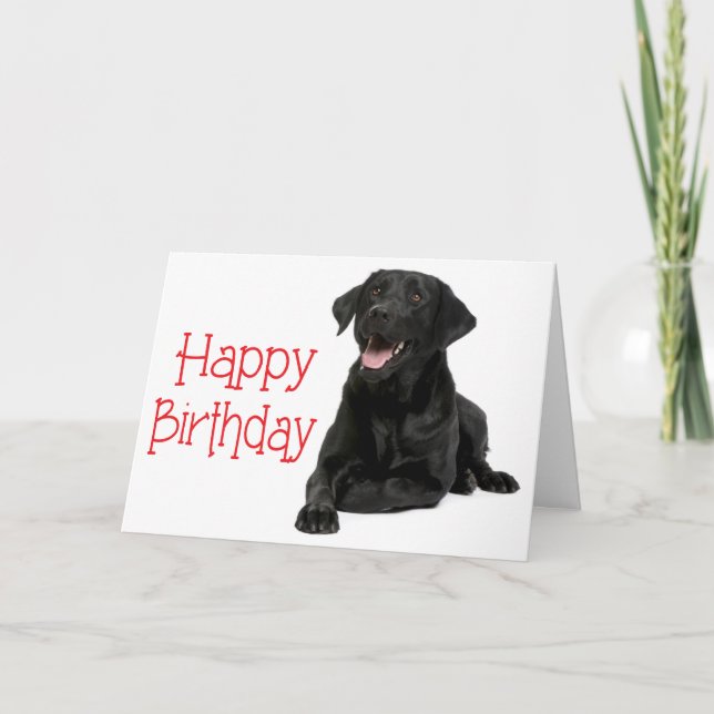 Happy Birthday Black Labrador Puppy Dog - Verse Card (Front)