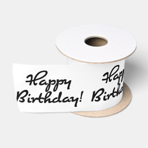 Happy Birthday Black Script Satin Ribbon