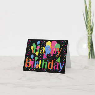 Happy Birthday black w/ Confetti Card