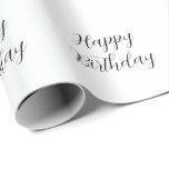 Happy Birthday Black White Minimalist Modern Cool Wrapping Paper<br><div class="desc">Designed for birthday celebrations! You may change the text,  font,  font colour or background colour as you please!</div>