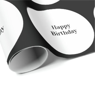 Happy Birthday Black White Polka Dots Boys Girls Wrapping Paper