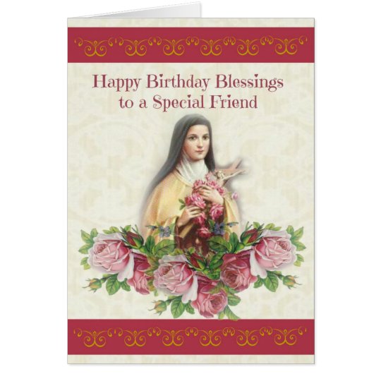Happy Birthday Blessings St. Therese Card