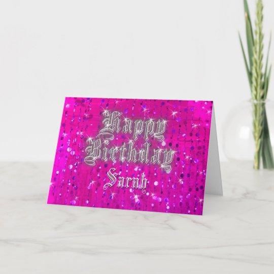 Happy Birthday Bling Pink Greeting Card | Zazzle.co.uk