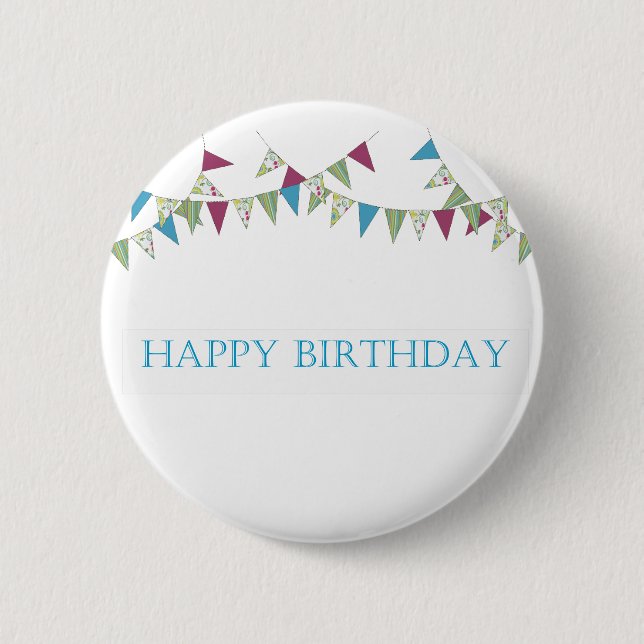 Happy Birthday - blue 6 Cm Round Badge (Front)
